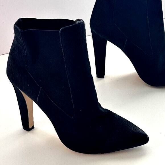 Ava & Aiden Shoes - Ava & Aiden Ankle Boots Size 8.5 Black Faux Fur 4in Heel Goth Y2K Witchy Cosplay